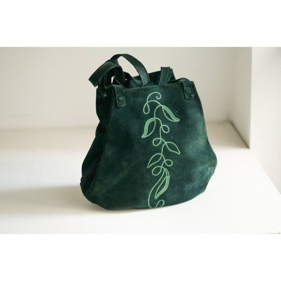 Unbranded | Vintage Handbags - Vintage Hunter Green Embroidered Bucket  Shape Unique Closure Shoulder Bag